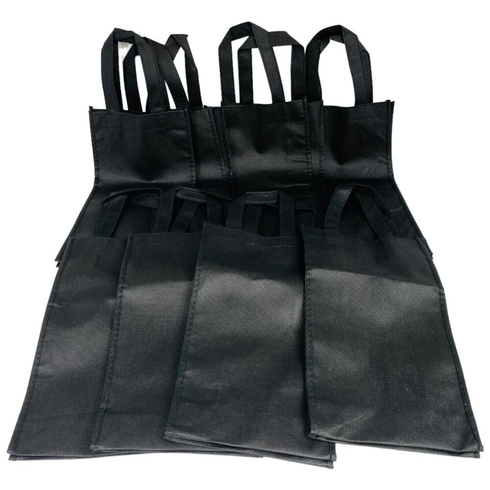 Wine Bottle Tote Carrying Bag 14"x7" Black Reusable For Single Bottle (8-Pack)